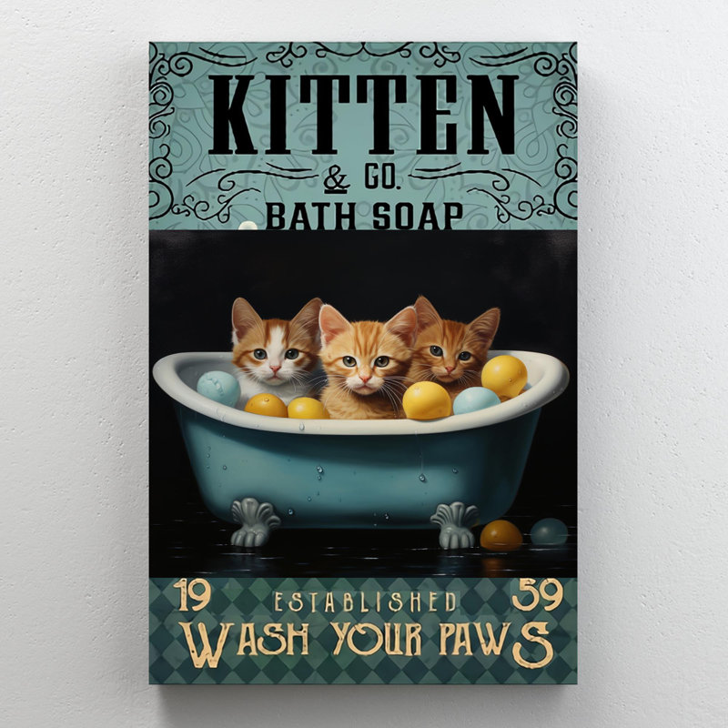 «Lasundra Kitten Bath Soap On Canvas», impression, H 36 po x l 24 po x P 1,25 po