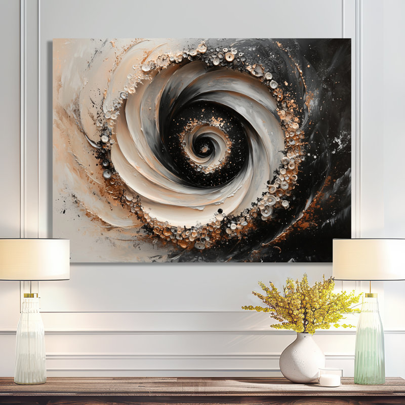 Encre cosmique spirale de rêve III - art mural transitionnel, H 30 po x l 40 po, Wrapped Canvas, Ne s’applique pas