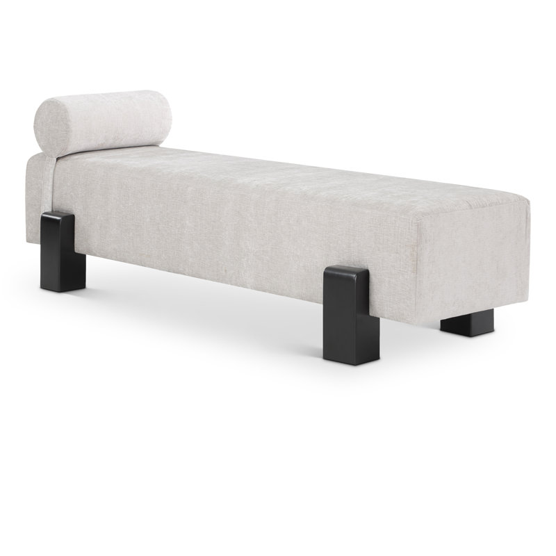 Banc rembourré Edison, Tissu gris chenille / finition noire