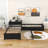 Twin Size 2 Drawers L-shaped Platform Beds with Trundle and Built-in Table-79433331