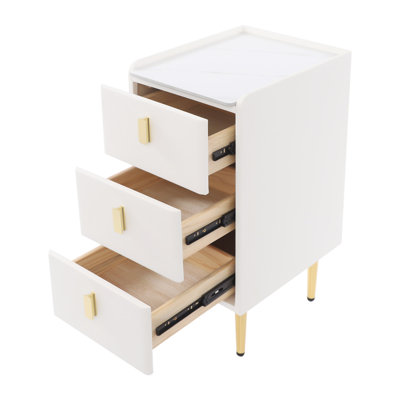 Bedside Table Narrow Nightstand Narrow Side Table With 3 Drawers For Bedroom, Living Room by Mercer41
