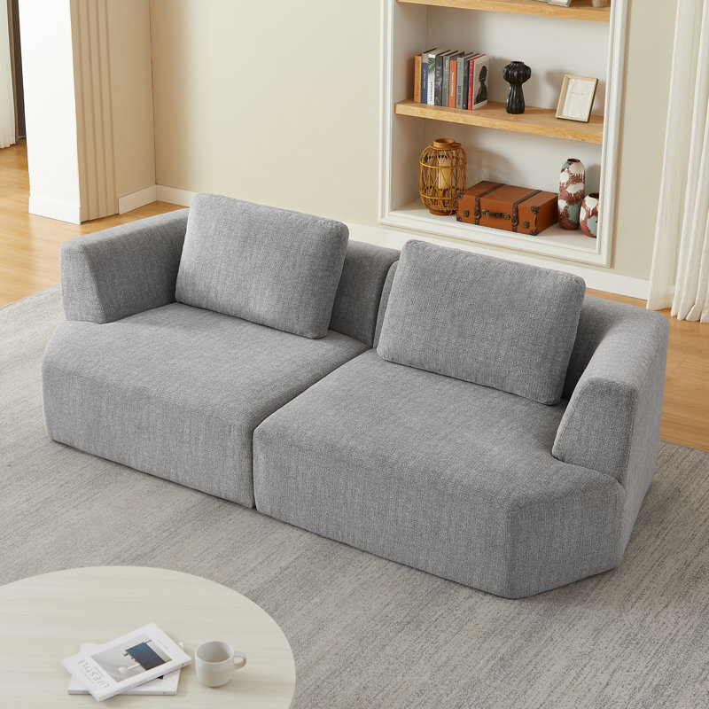 Surdimensionné gris à 3 places avec tissu chenille, aucun assemblage requis, peu encombrant pour les espaces confortables, doux au toucher, appartement compressé à fermeture éclair facile à nettoyer, assemblage, salon confortable, éponge