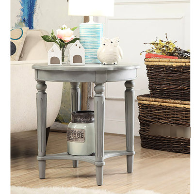 Table de bout charmante en ardoise antique avec tablette et tiroir de rangement classique