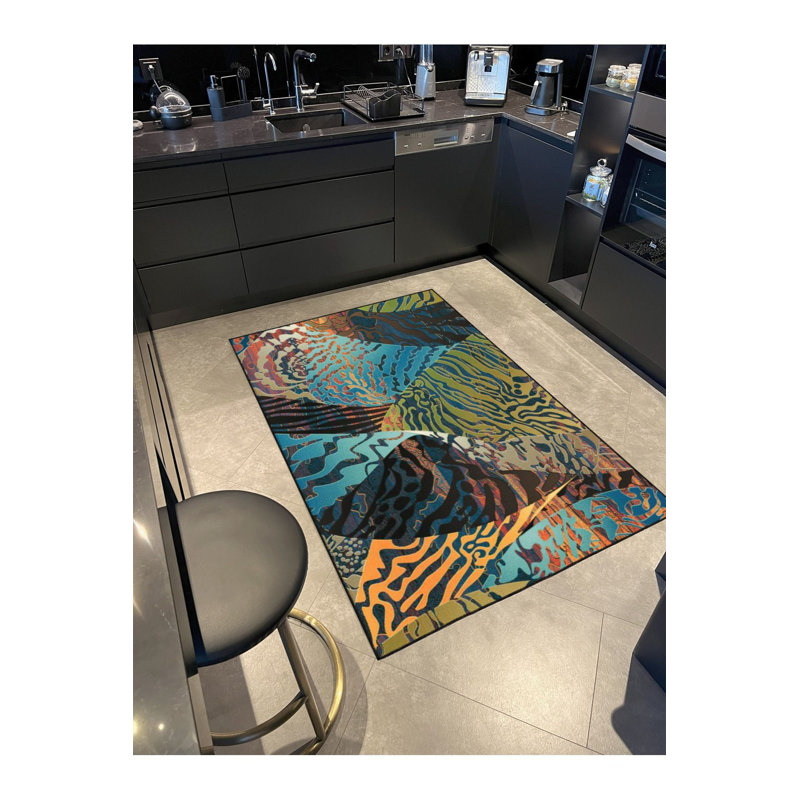 Modern Colorful Patterned Woven Base Washable Rug, Runner 3'3" x 6'7" Rug Pad Included