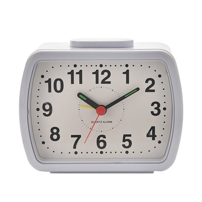 Analogue Quartz Movement / Crystal Alarm Tabletop Clock in White