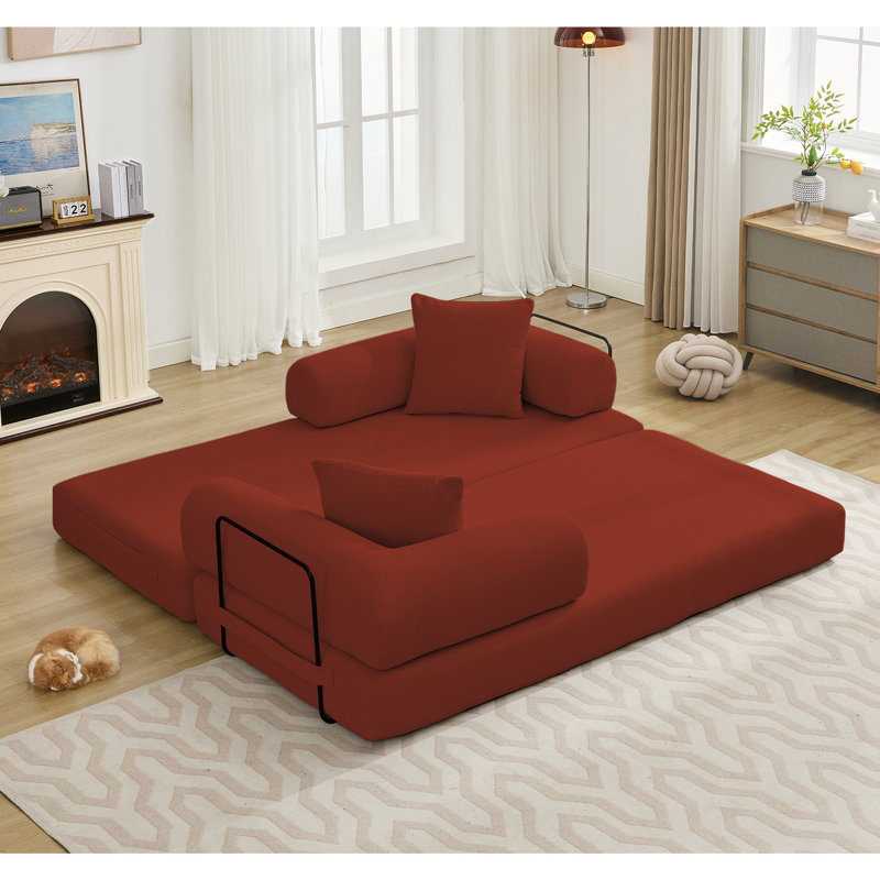 Lit-couchette pliable 3-en-1 de 78,5 po à 5 places en 1 bricolage, velours côtelé ergonomique 51