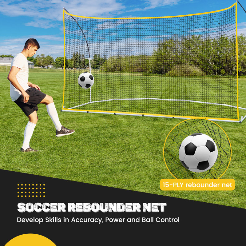 12x6 Soccer Net And Soccer Rebounder Net, 2 In 1 Soccer Goal For Backyard