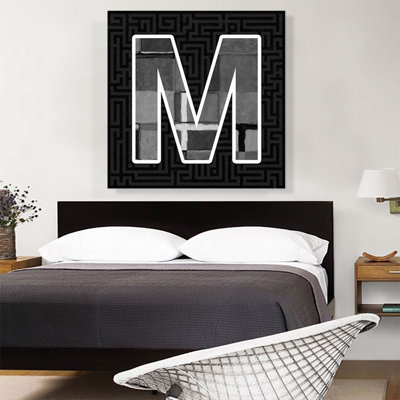 " Modern Black White Alphabet Letter M "