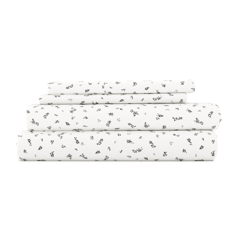 Twin Light Blue Floral Microfiber Deep Pocket Sheet Set