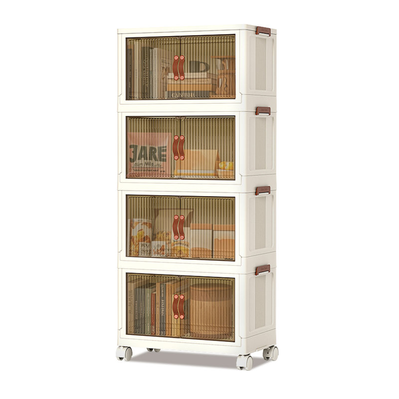 4 Drawer Stackable Drawer with Locking Wheels