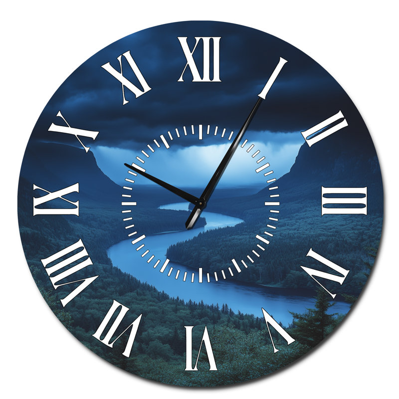Horloge murale en métal Storm River Valley - Nature, Surdimensionné