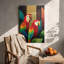Art géométrique coloré sur toile perroquet prêt à accrocher - salon vibrant-85156803