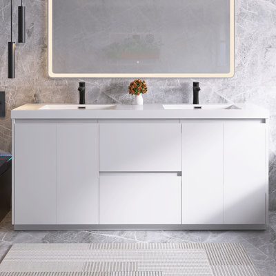 72 In. Double Sink Freestanding Bathroom Vanity With Top