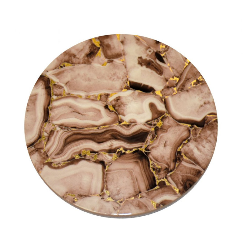 Stone Lacquer Round Coaster With Holder