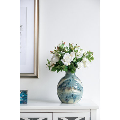 Vase réactif glacé - 8,7 po x 8,7 po x 11 po - bleu / brun
