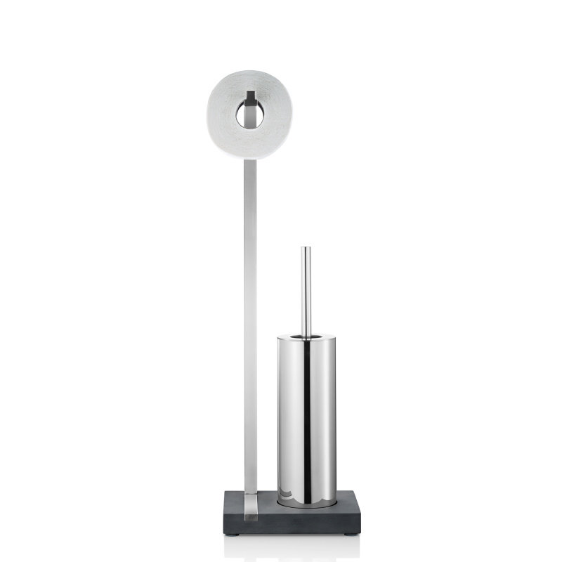 Menoto Free-Standing Toilet Roll and Brush Holder, Polished
