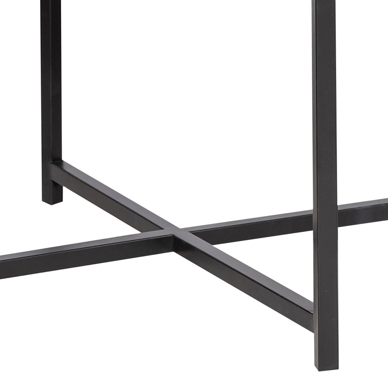 Marble Top Single Coffee Table, Flat Black, Carrera Marble, 18.5" H x 60" L x 30" W