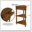 Petite table d'angle 33,8 po, petite table d'appoint en bois pour espaces compacts avec 3 niveaux et pieds en bois massif, brun