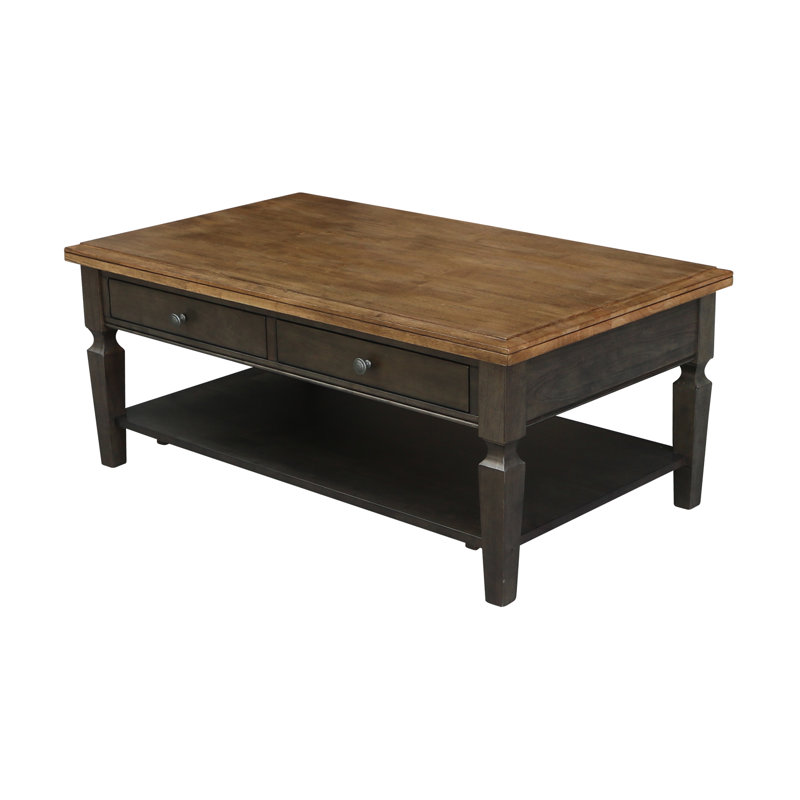 Briseno Solid Wood Single Coffee Table, Hickory/Washed Coal