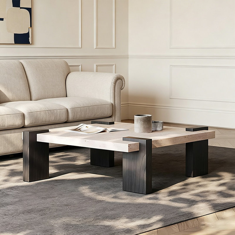 Table basse carrée en pierre frittée