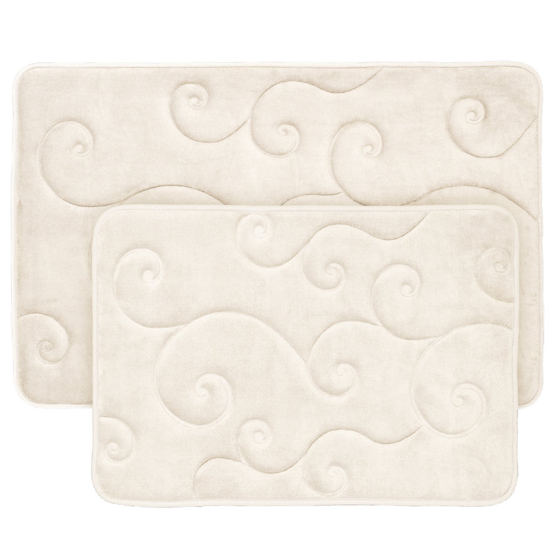 Ensemble de 2 tapis de bain en mousse à mémoire de forme Lavish Home, ivoire, Ivoire