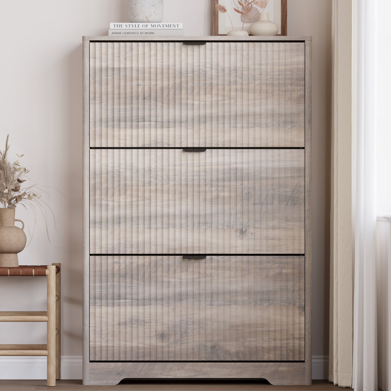 Wavy 3-Door Shoe Storage,, Gray