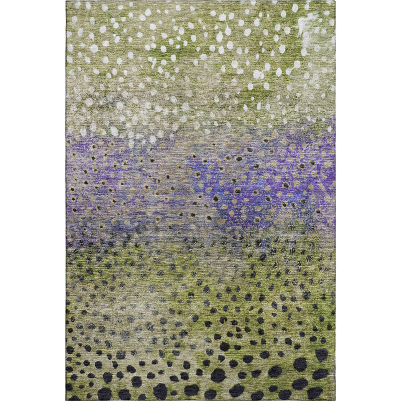 Premium Machine Washable Christina AMF1074 Circles Rug, Rectangle 9' x 12'