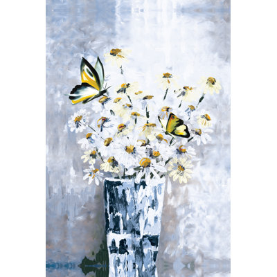 Abstract Butterfly Flowers - Wrapped Canvas Painting