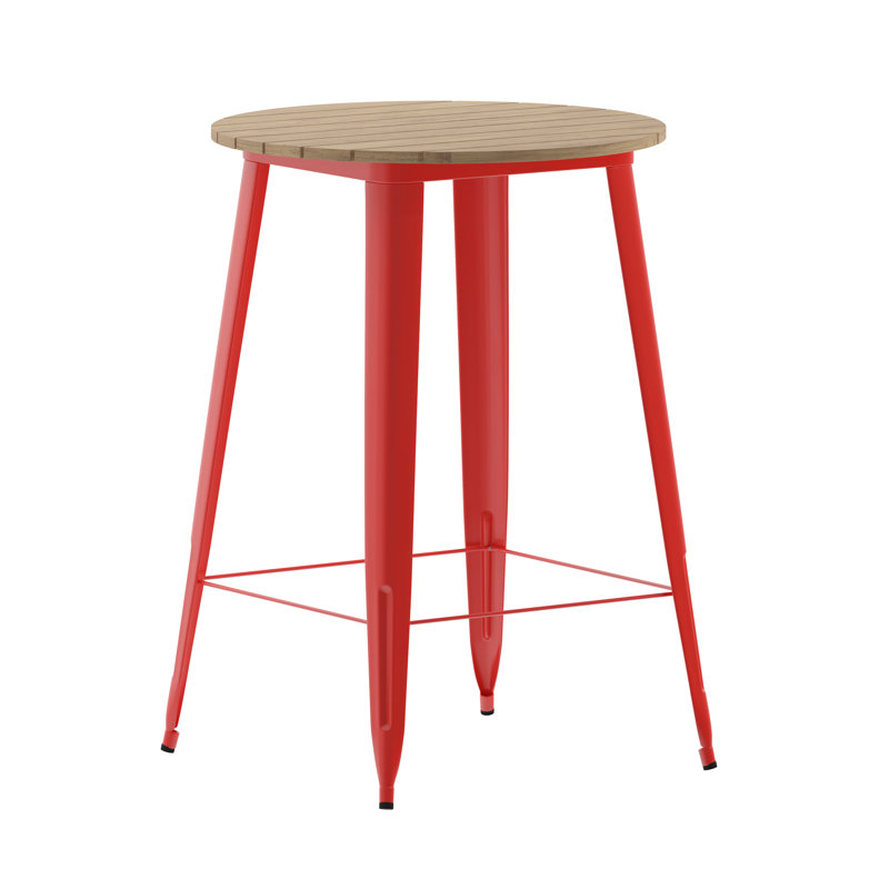 Table de bar commerciale / intérieure ronde en poly avec structure en acier Greory, L 30 po x L 30 po