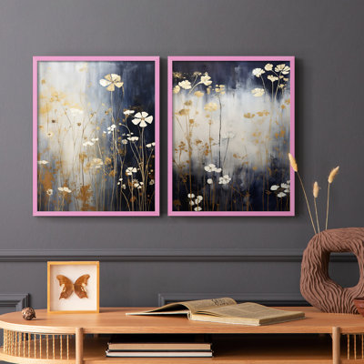FLORAL Series CCCCXC - reproduction encadrée de qualité supérieure - prête à être accrochée - aucun clou requis - aucun clou requis