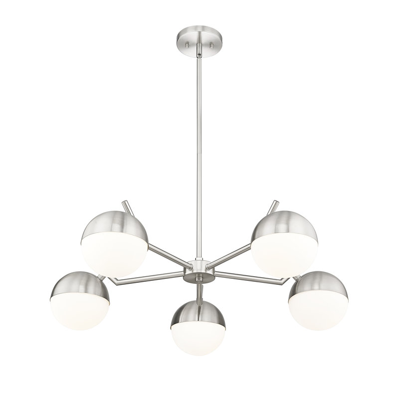 Lustre 5 lumières Trombetta en or moderne, Nickel brossé