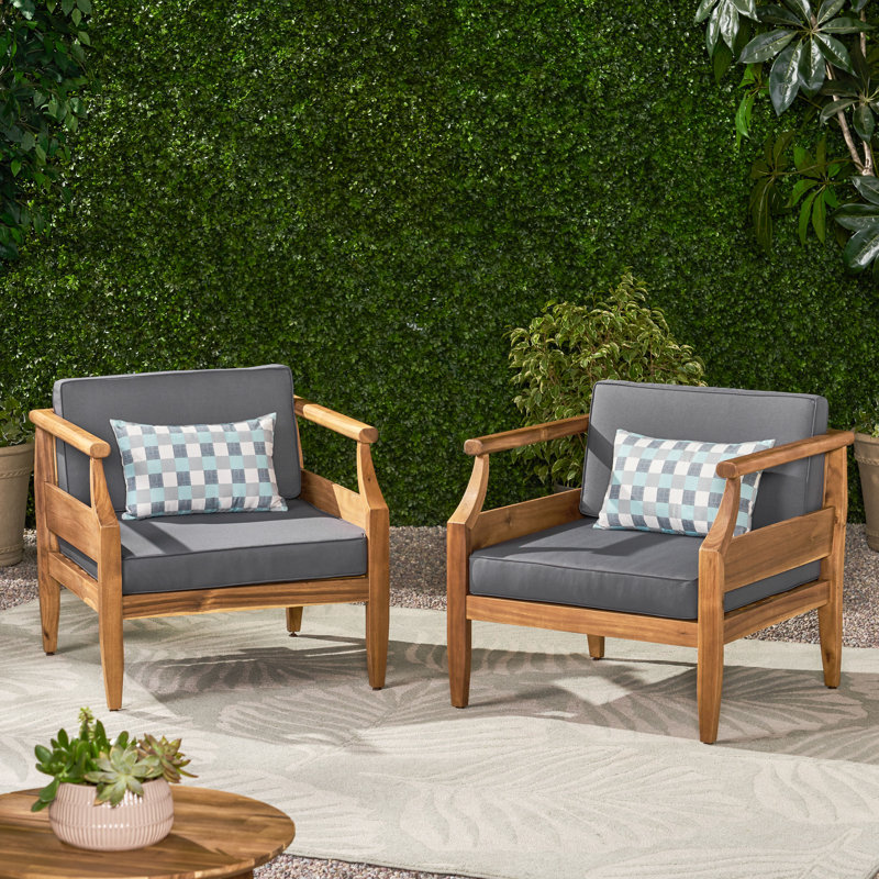 Chaise d'extérieur avec coussins Mcclurg, Gris foncé
