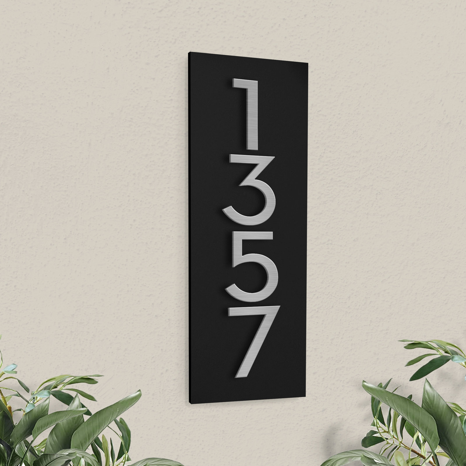 Wall Address Plaque, Black, Yes, Silver