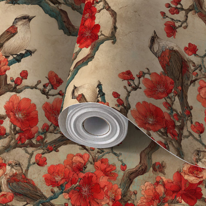 Papier peint adhésif auto-adhésif de luxe Botanical Blossom Songbird