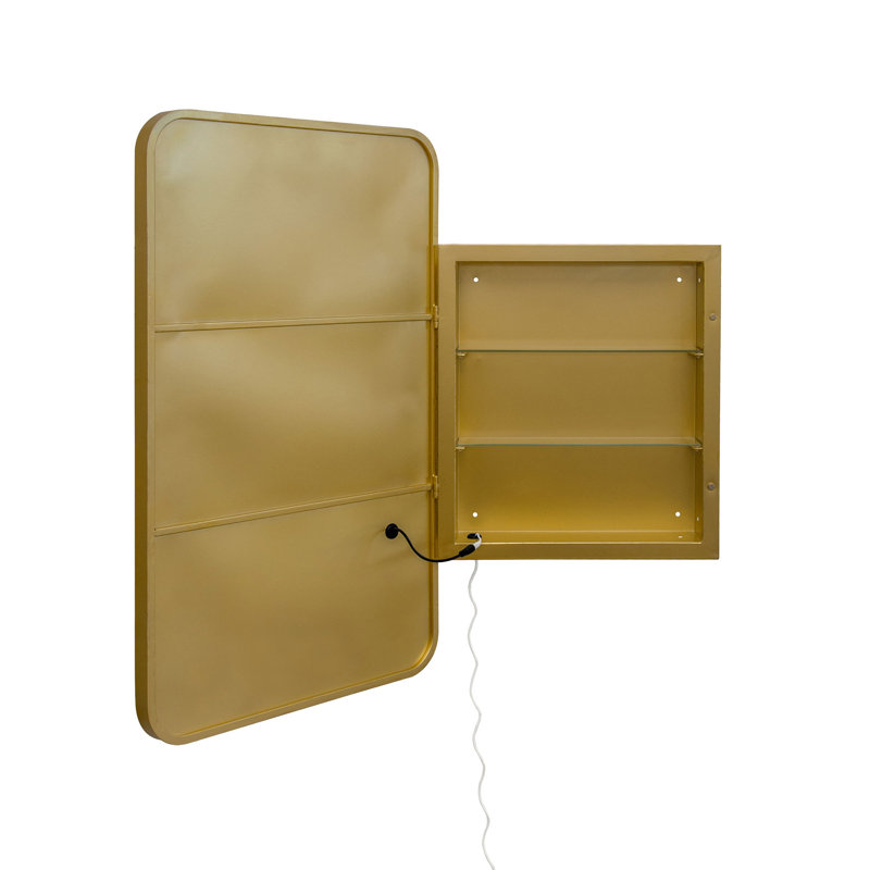 Armoire à pharmacie rectangulaire avec miroir, Doré