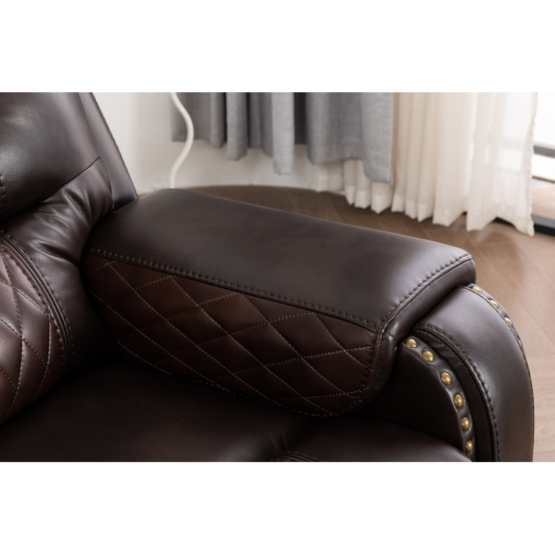 Ensemble de salon inclinable en cuir trois tons Ilyia, Similicuir brun