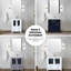 Meuble-lavabo double gris foncé de 60 po L, plateau en céramique blanche, robinet, sept tiroirs, rangement-1975038711