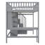 Lit mezzanine double avec bibliothèque, tiroirs, bureau et garde-robe gris-617832354