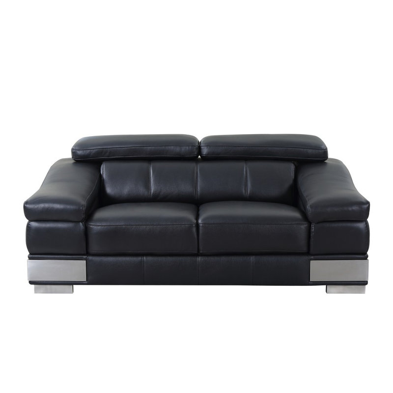 Aiela Top Grain Italian Leather Sofa, Light Gray Genuine Leather, 31" H x 73" W x 43" D