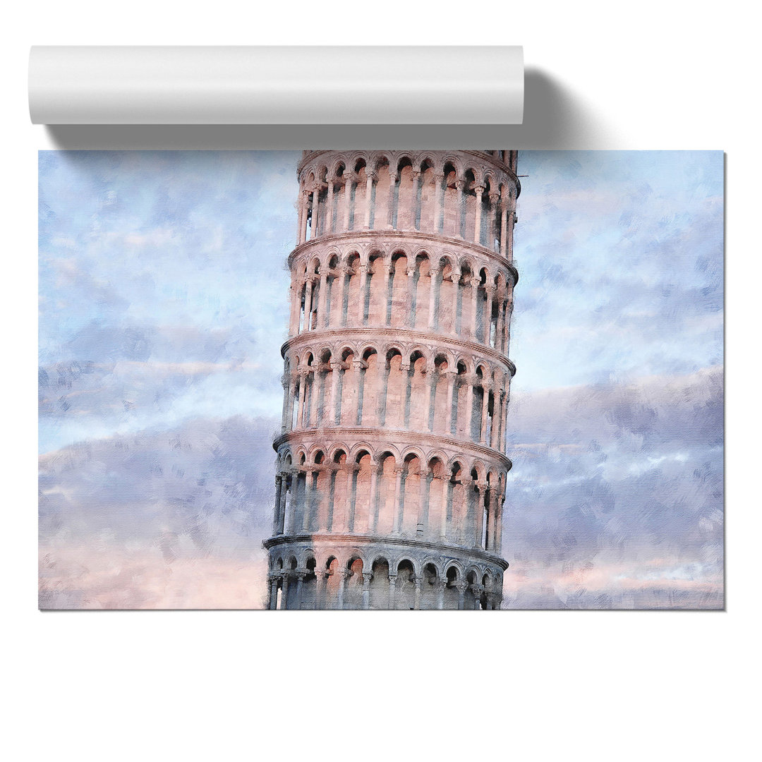 Leaning Tower of Pisa Painting - Frameless Print