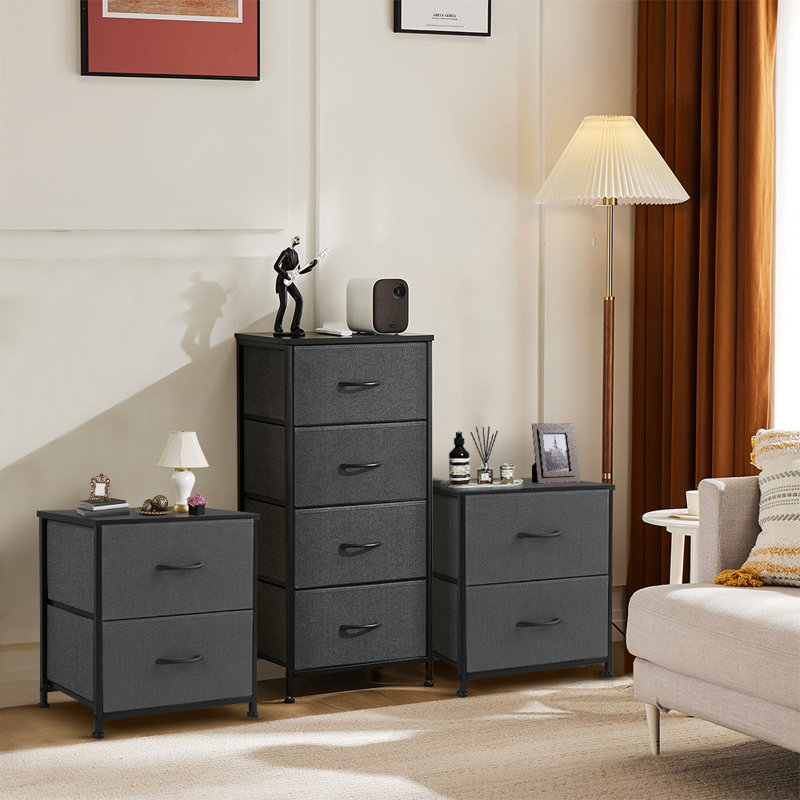 Drawer Storage Dresser Home Storage set with Wood Top & Pull Drawers, Grey