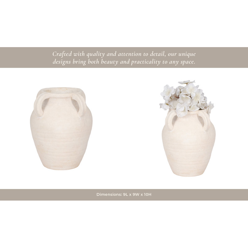 Handmade Ceramic / Porcelain Table Vase, 12" H x 10" W x 10" D, White