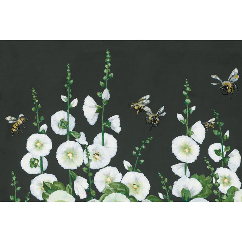 Abeilles - peinture, Oui, H 20 po x l 30 po, Reproduction encadrée d'une seule photo noire