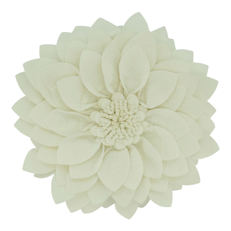 Fleur De Jardin Collection Ruffled Throw Pillow, 13" x 13", Ivory