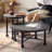 Retro Black Solid Wood Round Coffee Table Sets