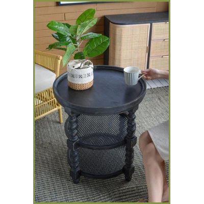 Traditional Rattan Wood Coffee Table for Living Room - Round 2-Shelf Design, Style-Flexible by Latitude Run