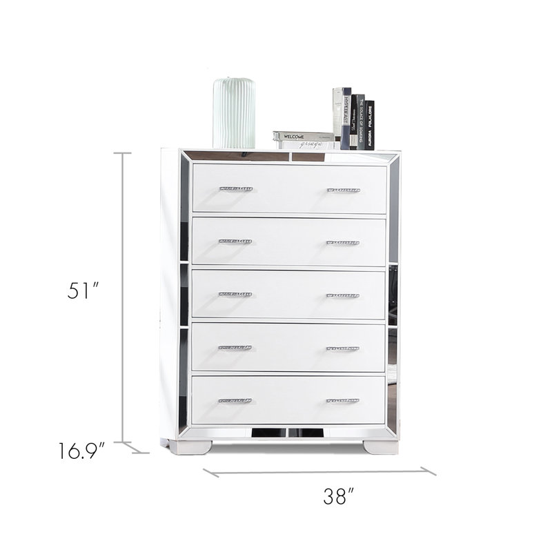 Commode 5 tiroirs Silloth, Blanc