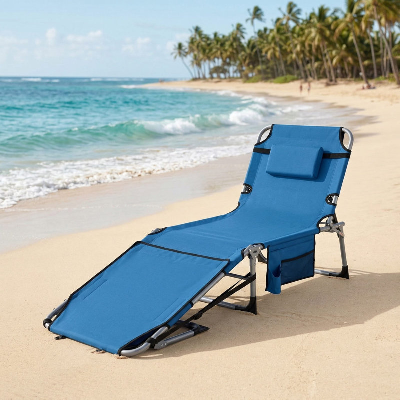 Portable Outdoor Tanning Sunbathing Chair With Face And Arm Cutout Holes For Beach Poolside Backyard Relaxation Use, Blue