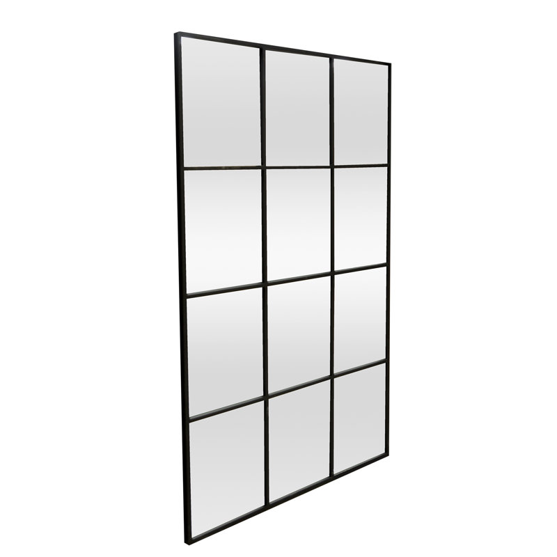 Rectangle Metal Window Panel Mirror, Black, 120cm H x 80cm W