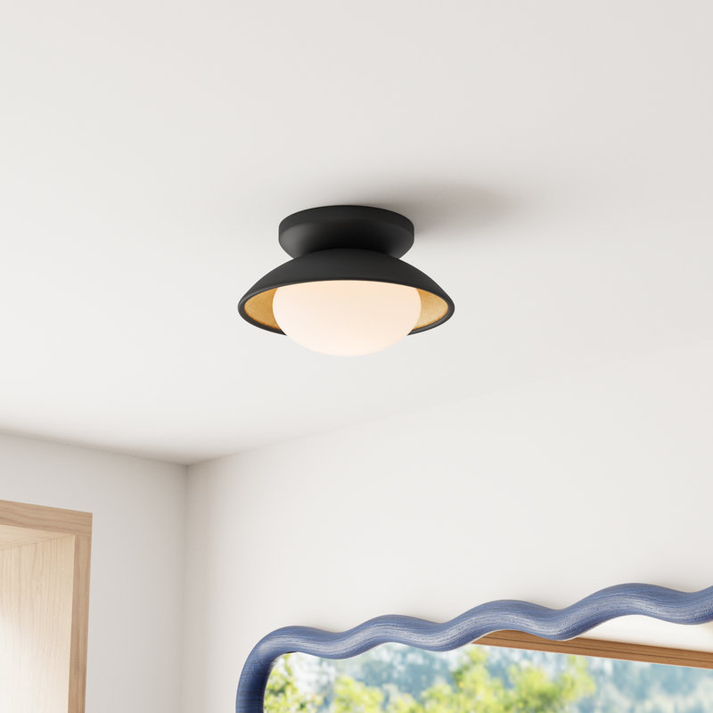 Jason Flush Mount, Black Lustro, 6.75'' H x 14'' W x 14'' D